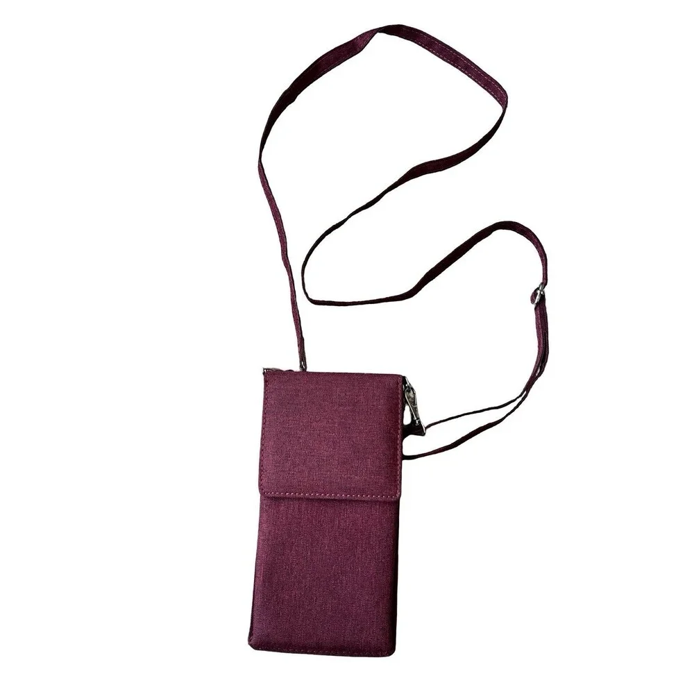 Cell Phone Crossbody Bag Wallet Burgundy Credit Card Holder Travel Mini Purse